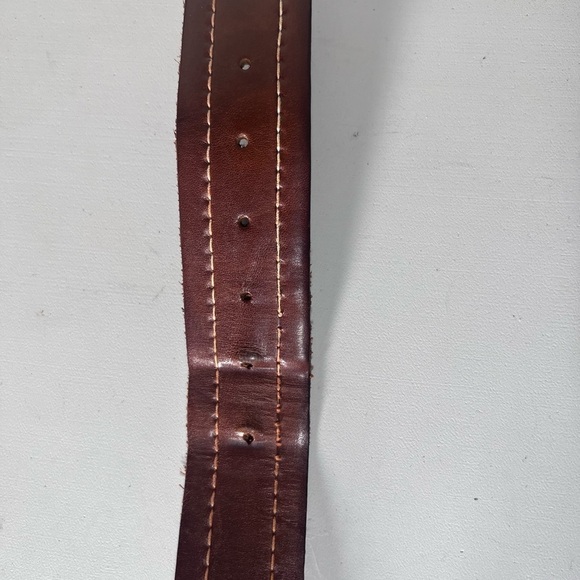 SALVATORI Leather Brass Buckle Belt FLORENTINE Brown Men 40 - Picture 4 of 4